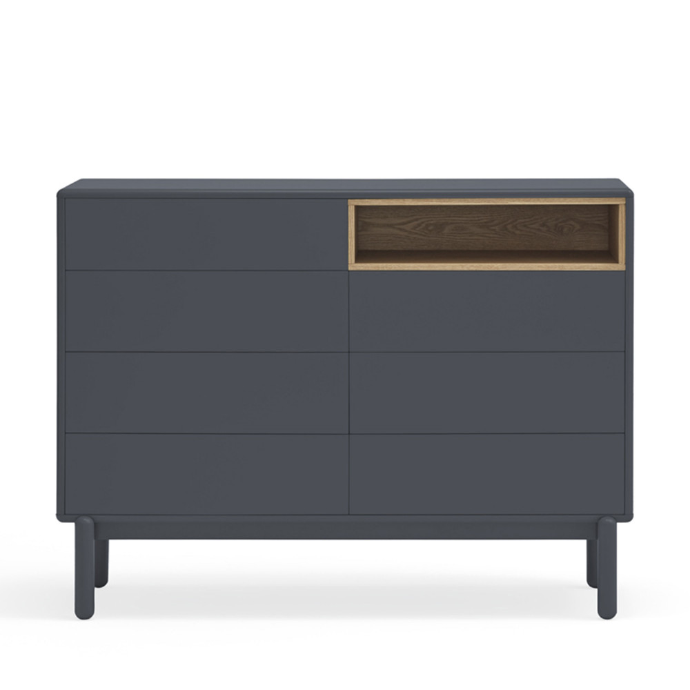 Corvo - Commode 7 tiroirs 1 niche en bois L120xH90cm - Couleur - Gris anthracite