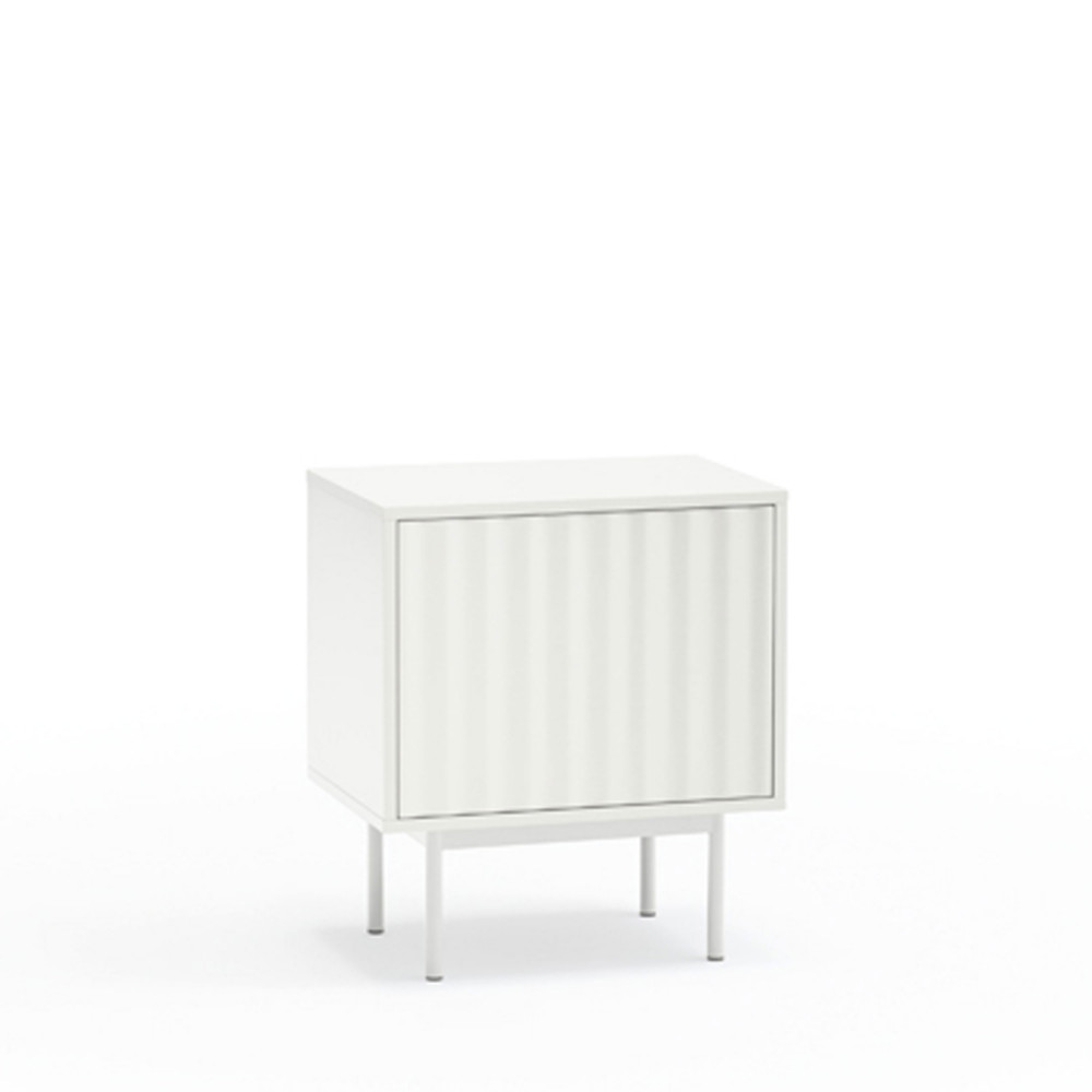 Table De Chevet Blanche Avec 2 Tiroirs Et Pieds Dorés - 50x40x60 Cm Pour Chambre Ou Salon