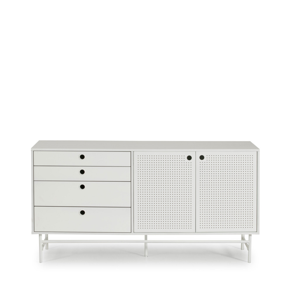 Punto - Buffet en bois 2 portes 4 tirroirs L150cm - Couleur - Blanc