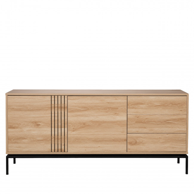 Krokom - Buffet 2 portes 3 tiroirs en bois et métal L180cm