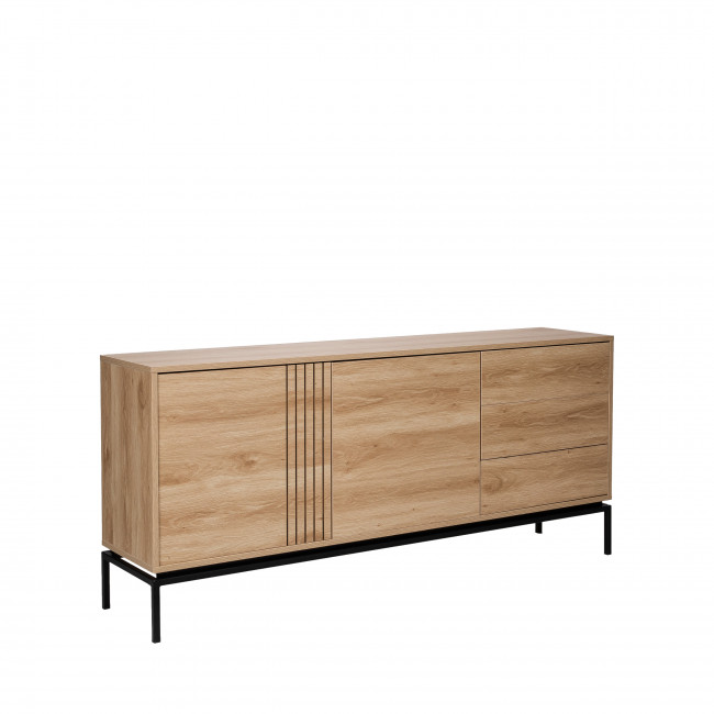 Krokom - Buffet 2 portes 3 tiroirs en bois et métal L180cm