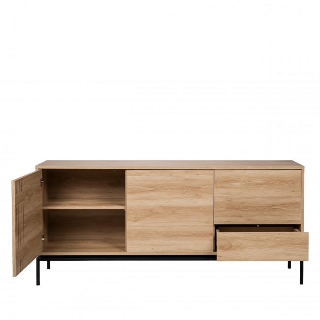 Krokom - Buffet 2 portes 3 tiroirs en bois et métal L180cm