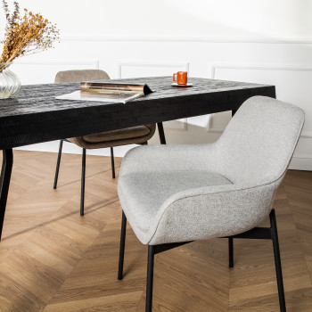 Haas - Lot de 2 fauteuils de table en tissu et métal