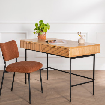 Sveg - Bureau 2 tiroirs en bois L120cm