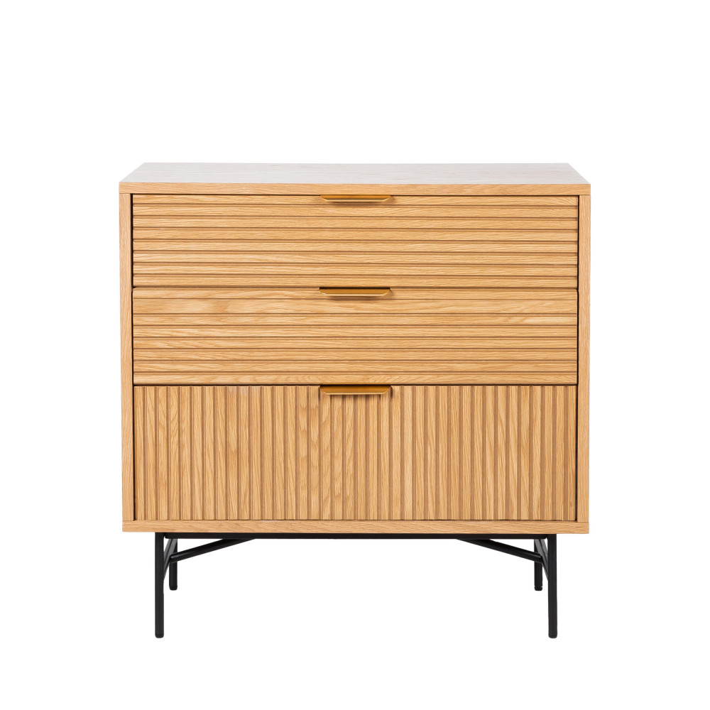 sveg - commode 3 tiroirs en bois l80cm - couleur - bois clair