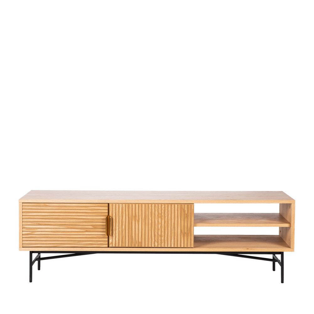 sveg - meuble tv 2 portes en bois l160cm - couleur - bois clair