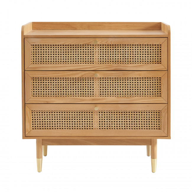 Bombong - Commode 3 tiroirs en bois et cannage L85cm