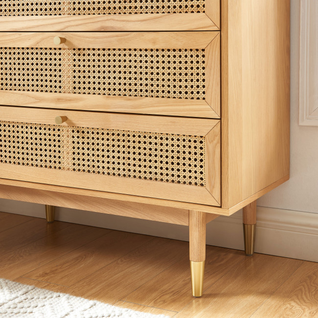 Bombong - Commode 3 tiroirs en bois et cannage L85cm