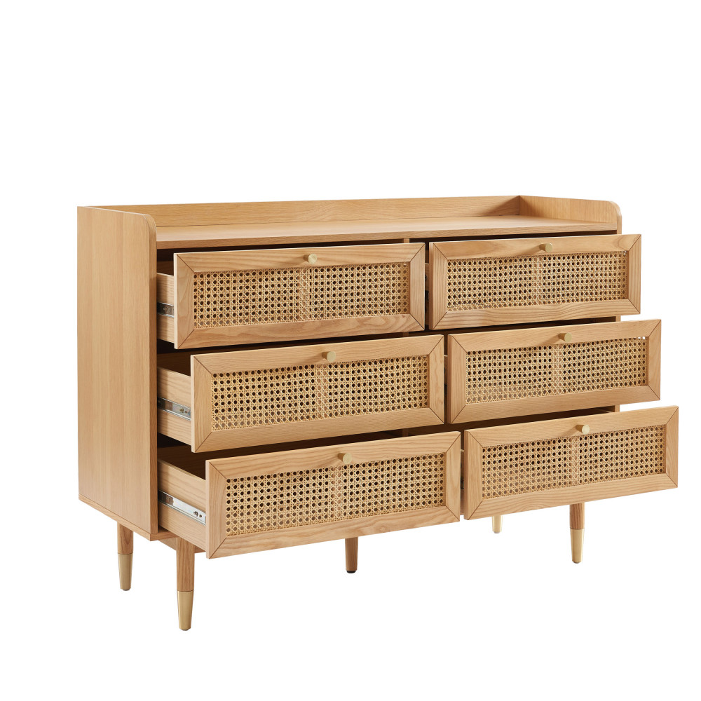 Banc d'entrée avec rangement chaussures en bois et cannage L100cm bois  clair - BOMBONG