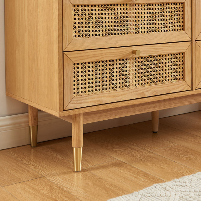 Bombong - Commode 6 tiroirs en bois et cannage L120cm