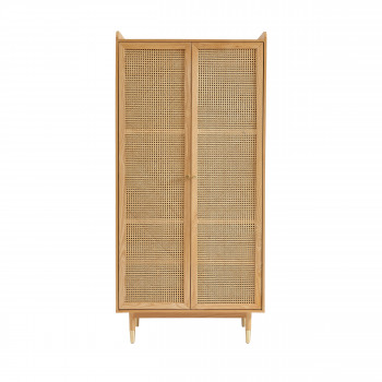 Bombong - Armoire 2 portes en bois et cannage