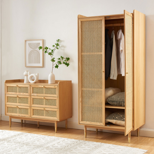Bombong - Armoire 2 portes en bois et cannage