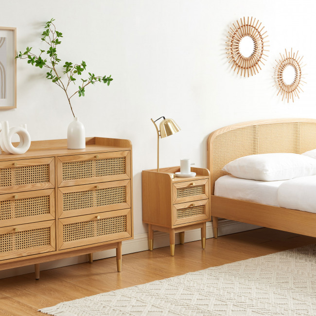 Bombong - Lit en bois et cannage 160x200cm