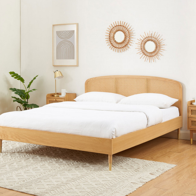 Bombong - Lit en bois et cannage 160x200cm