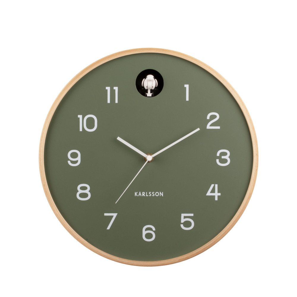 Natural Cuckoo - Horloge murale ronde ø31,5cm - Couleur - Vert
