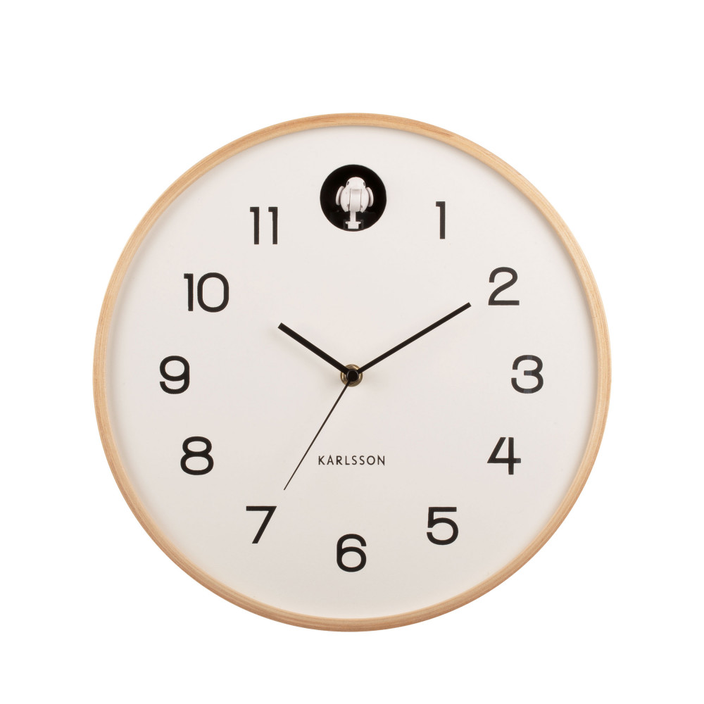 Natural Cuckoo - Horloge murale ronde ø31,5cm - Couleur - Blanc