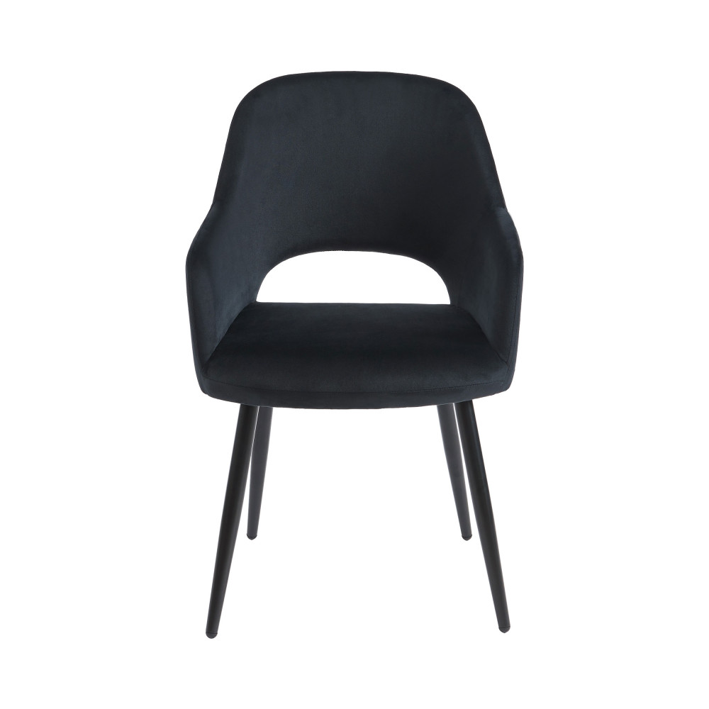 Junia - Fauteuil de table en velours - Couleur - Noir