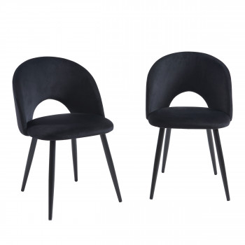 Bratina - Lot de 2 chaises en velours et pieds en métal