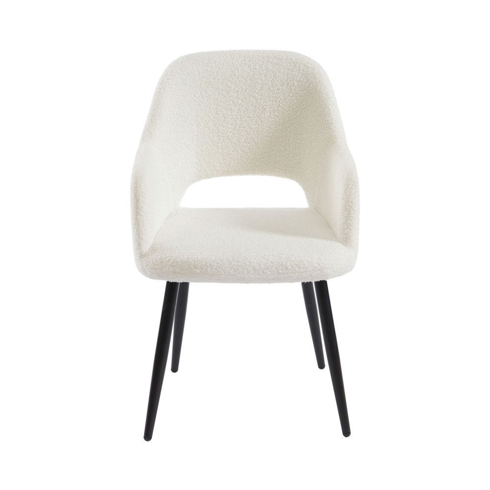 Junia - Fauteuil de table en tissu bouclette - Couleur - Ecru