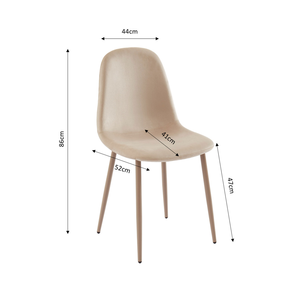 Lot de 4 chaises de salle à manger design scandinave en tissu velours –  Décoshop26