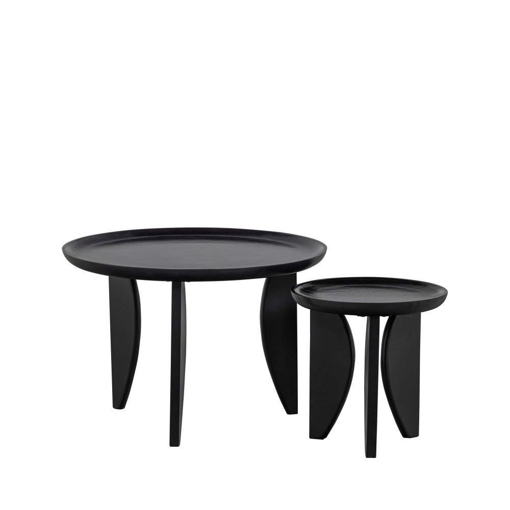 High Heels - 2 tables basses en bois de manguier ø40/ø70cm - Couleur - Noir