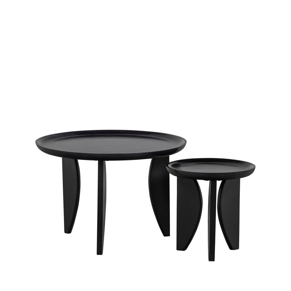 high heels - 2 tables basses en bois de manguier ø40/ø70cm - couleur - noir