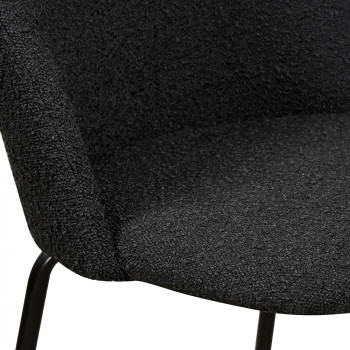 Vitikko - Lot 2 fauteuils de bar 65cm en tissu bouclette et pieds noirs