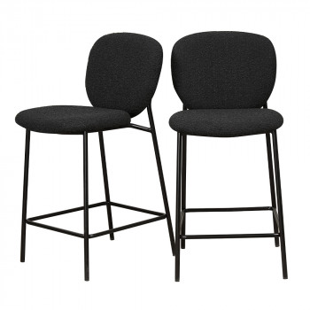 Dalby - Lot de 2 tabourets de bar en tissu bouclette et métal 65cm