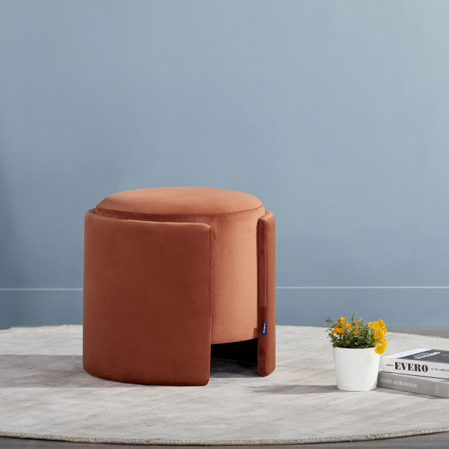 Lilo - Pouf rond en velours ø43cm