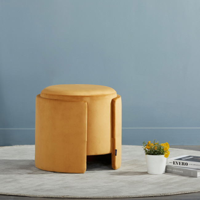 Lilo - Pouf rond en velours ø43cm