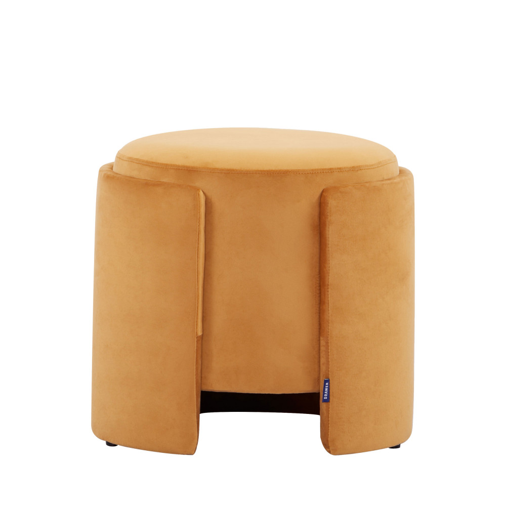 lilo - pouf rond en velours ø43cm - couleur - jaune moutarde