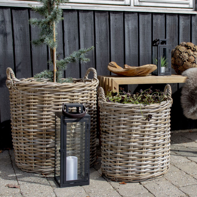 Indo - Lot de 2 paniers en rotin