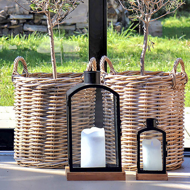 Indo - Lot de 2 paniers en rotin