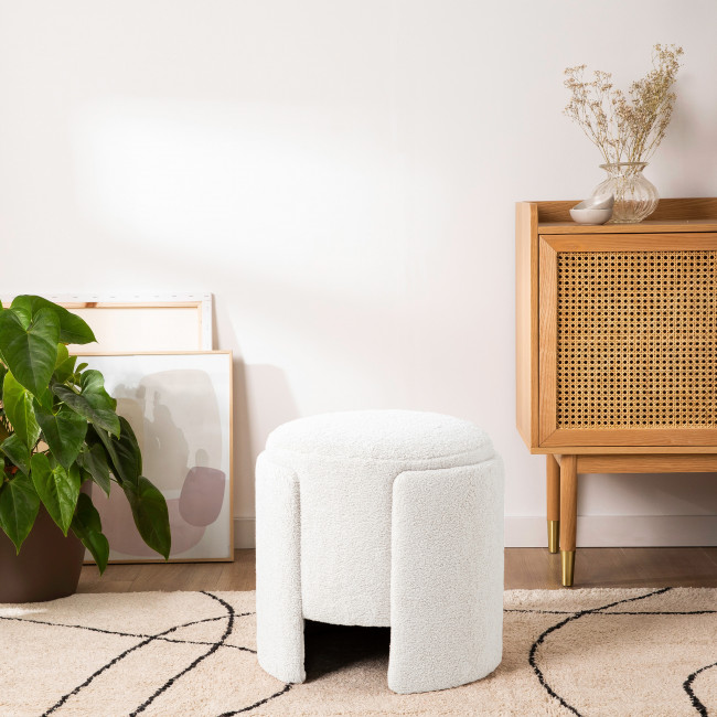 Lilo - Pouf rond en tissu bouclette ø43cm