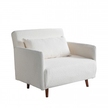 Belushi - Fauteuil convertible en tissu bouclette