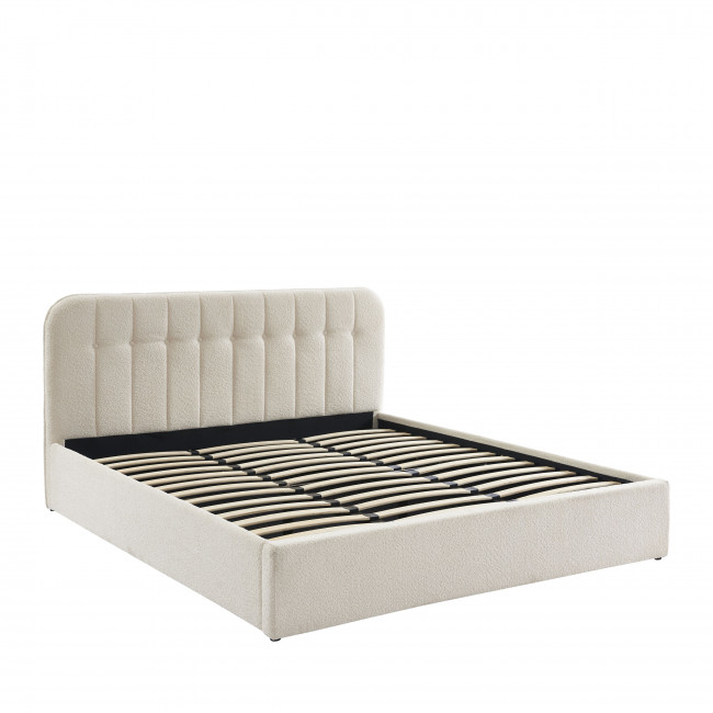 Torgo - Lit coffre matelassé en tissu bouclette 180x200cm