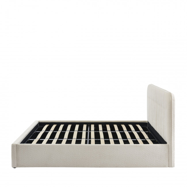 Torgo - Lit coffre matelassé en tissu bouclette 180x200cm