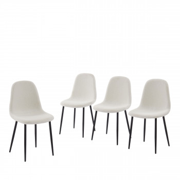 Heki - Lot de 4 chaises en tissu bouclette