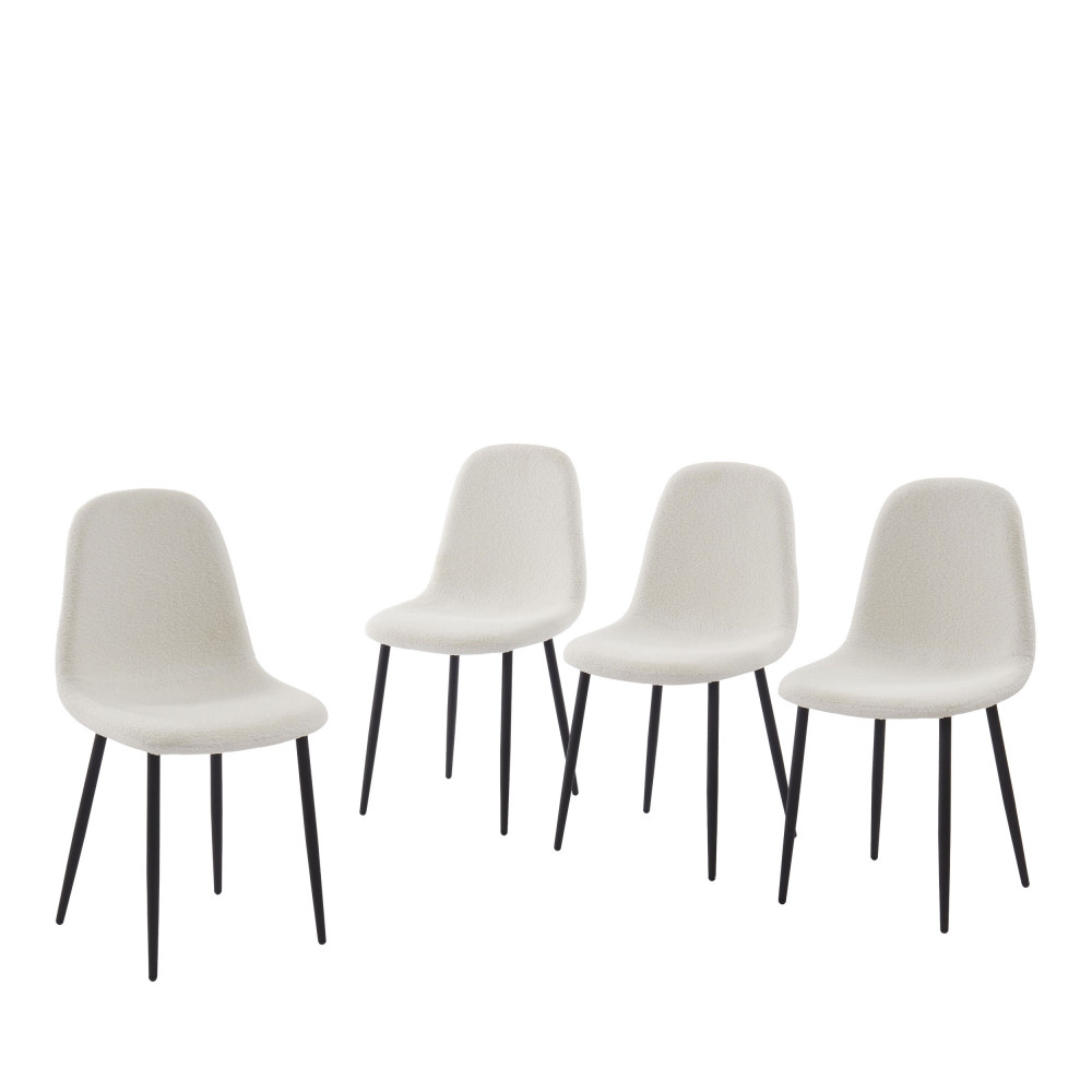 Lot de 4 chaises en tissu bouclette - HEKI