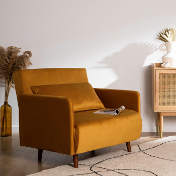 Belushi - Fauteuil convertible en velours