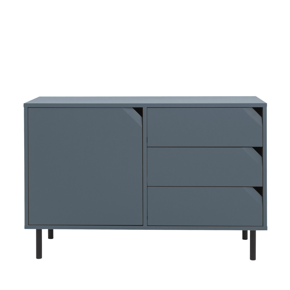 Corner - Buffet 1 porte 3 tiroirs en bois L118cm - Couleur - Bleu marine