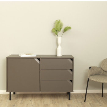 Corner - Buffet 1 porte 3 tirroirs en bois L118cm