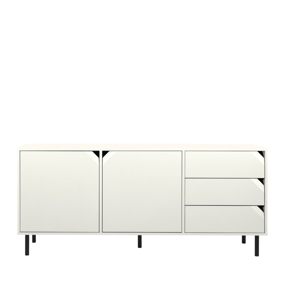 Corner - Buffet 2 portes 3 tiroirs en bois L177cm - Couleur - Blanc cassé