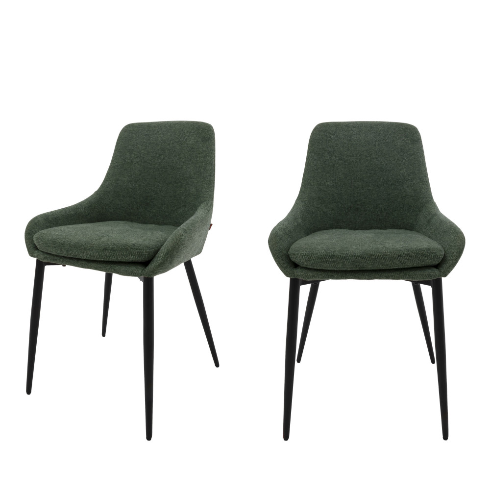 Liv - Lot de 2 chaises en tissu et métal - Couleur - Vert sapin