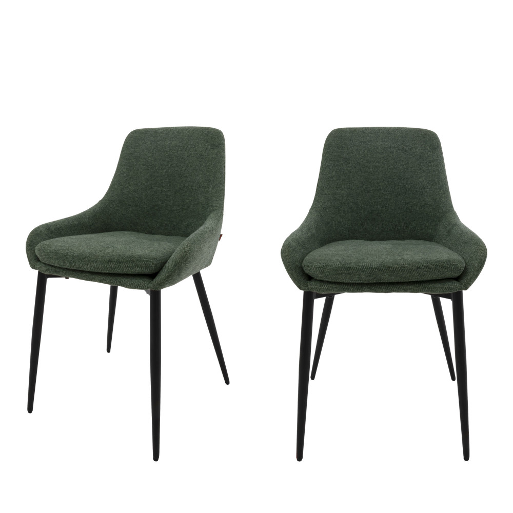 liv - lot de 2 chaises en tissu et métal - couleur - vert sapin