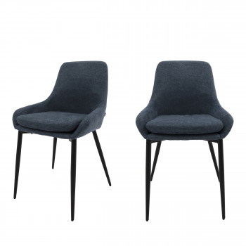 Liv - Lot de 2 chaises en tissu et métal