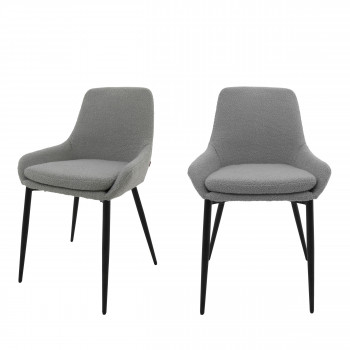 Liv - Lot de 2 chaises en tissu bouclette et métal