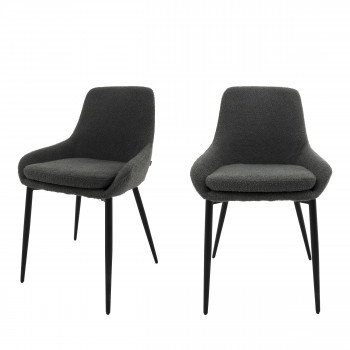 Liv - Lot de 2 chaises en tissu bouclette et métal