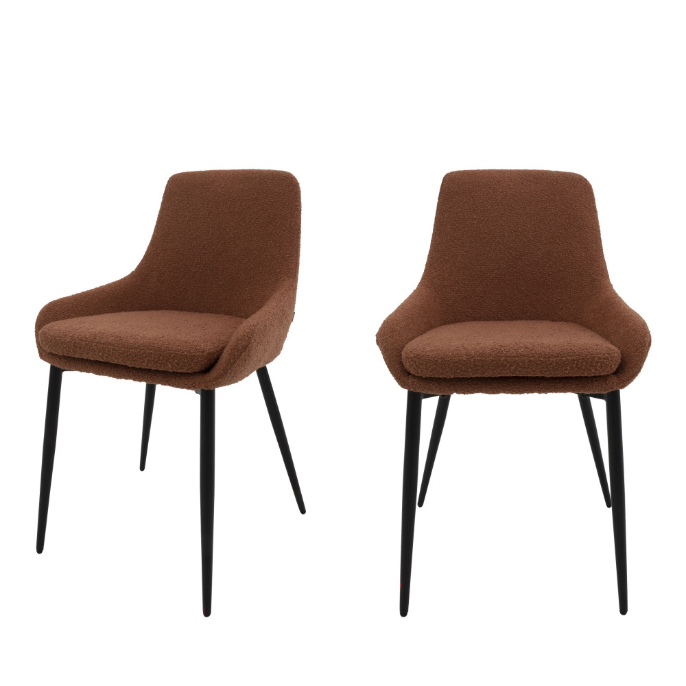 liv - lot de 2 chaises en tissu bouclette et métal - couleur - rouille