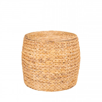 Delia - Table d’appoint avec rangement en jacinthe d’eau ø43cm